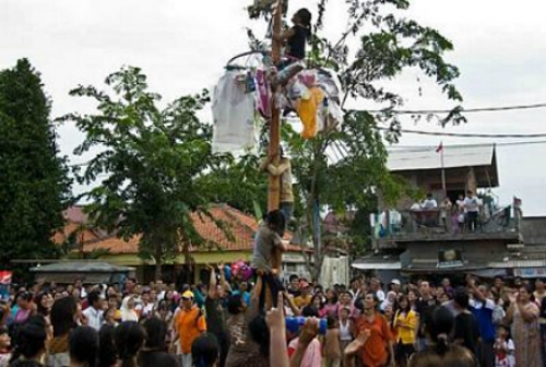 Lễ hội 'trèo cây cau bôi mỡ' ở Indonesia - 1